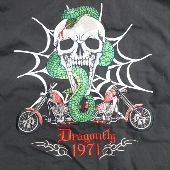 Dragonfly Shirt Black 2XL Button-Up With Roadhouse Spiderweb Sleeves - Picture 1 of 13